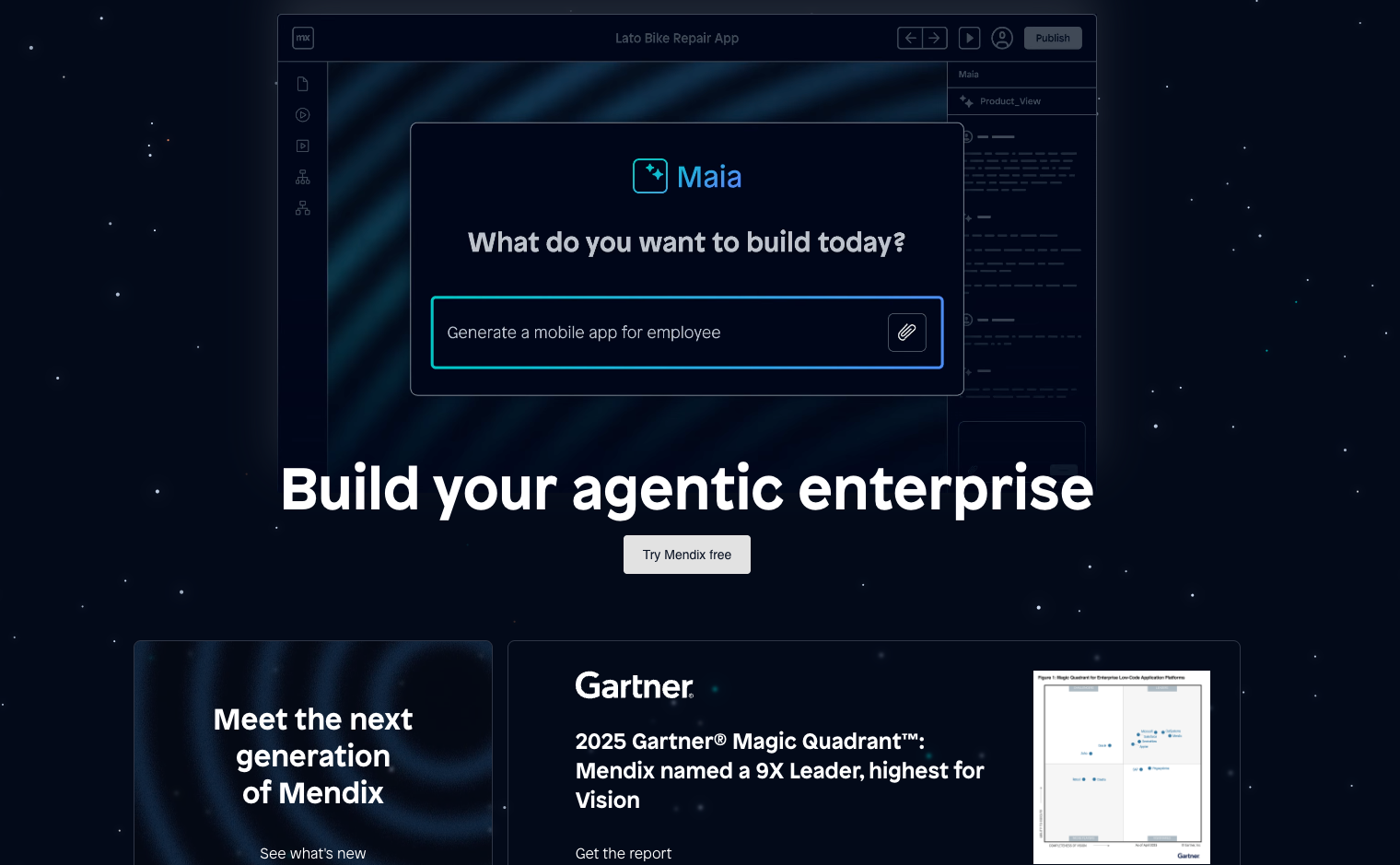 Screenshot of Mendix home page