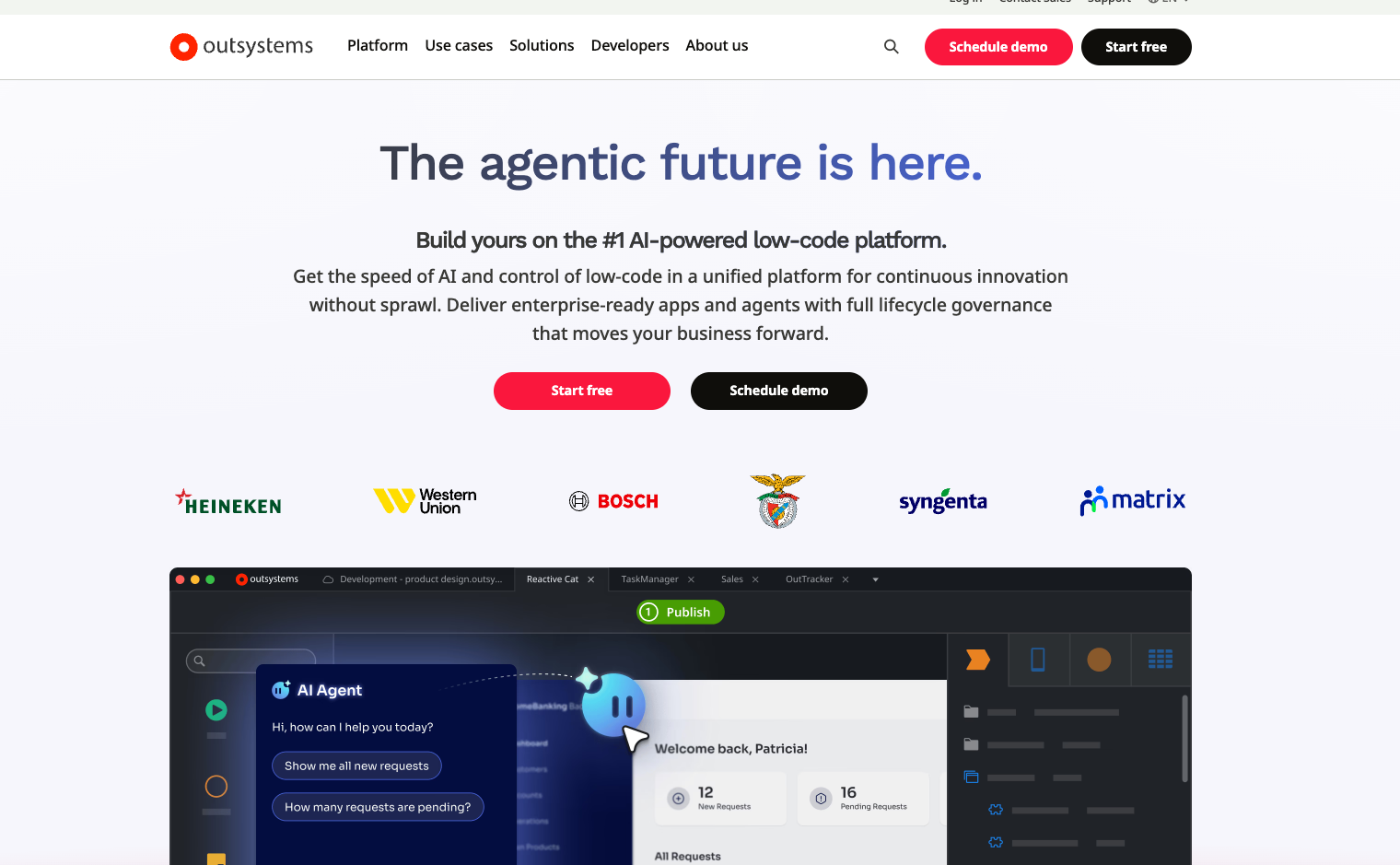 Screenshot of OutSystems home page